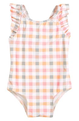 Petit Lem Summer Gingham One-Piece Swimsuit in 101 Off White