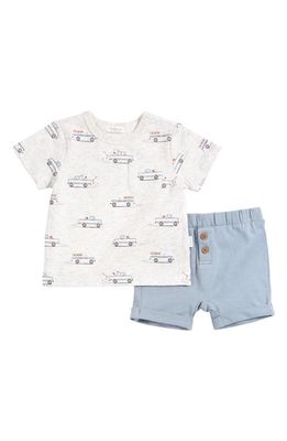Petit Lem Truck Print T-Shirt & Solid Shorts Set in 904 Light Heather Grey