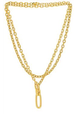 petit moments Carabiner Necklace in Metallic Gold.