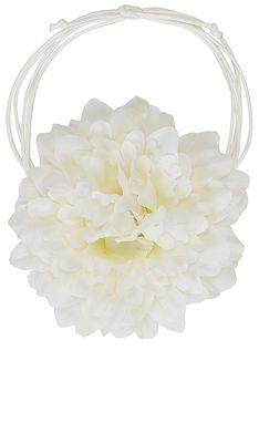 petit moments Dahlia Flower Necklace in White.
