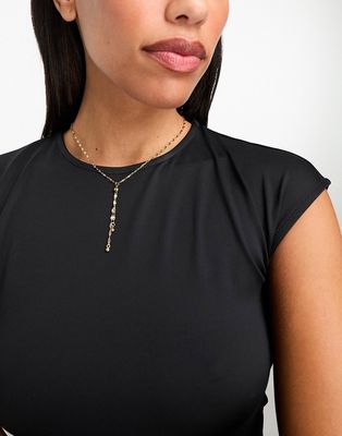 Petit Moments dainty lariat waterproof stainless steel necklace in gold