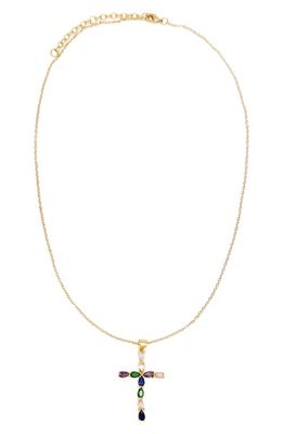 Petit Moments Elizabeth Crystal Cross Pendant Necklace in Gold