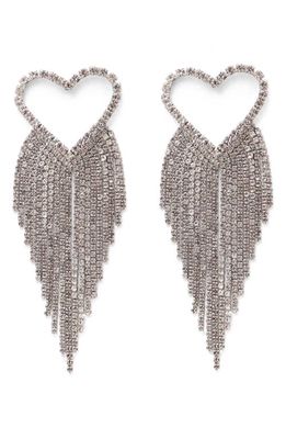 Petit Moments Glamour Heart Crystal Fringe Drop Earrings in Silver