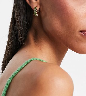Petit Moments gold plated green crystal huggie hoops in gold