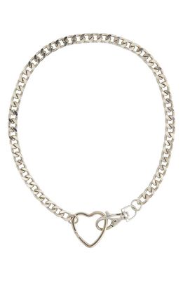 Petit Moments Jena Heart Pendant Curb Chain Necklace in Silver
