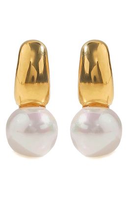 Petit Moments Modern Imitation Pearl Drop Earrings in Gold