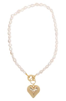 Petit Moments Veronica Freshwater Pearl Heart Pendant Necklace in Gold