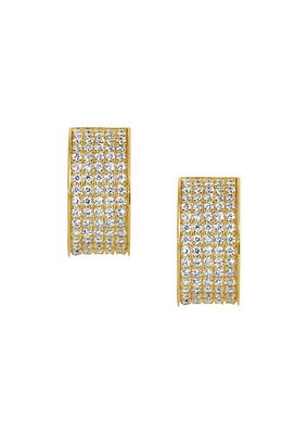 Petit Pavé 22K-Gold-Plated & Cubic Zirconia Huggie Hoop Earrings