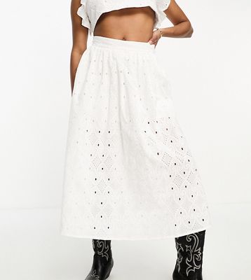 Petite broderie midi skirt in white - part of a set