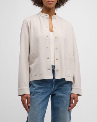 Petite Button-Down Jersey Shirt Jacket