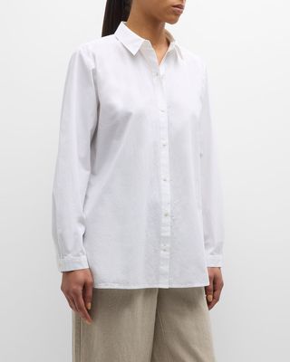 Petite Button-Down Organic Cotton Poplin Shirt