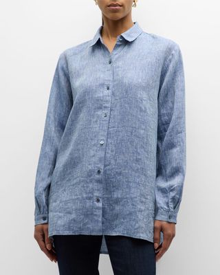 Petite Button-Down Organic Linen Shirt