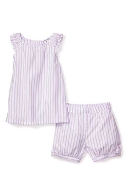 Petite Plume Amelie Stripe Two-Piece Short Pajamas in Purple