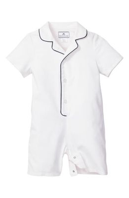 Petite Plume Button Front Romper in White 