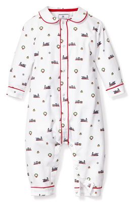 Petite Plume Cambridge Arctic Express Cotton Blend One-Piece Pajamas in White