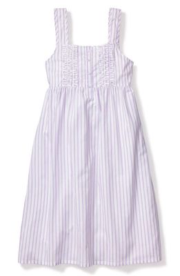 Petite Plume French Ticking Stripe Cotton Nightgown in Purple