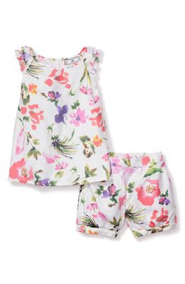 Petite Plume Gardens of Giverny Two-Piece Short Pajamas in White