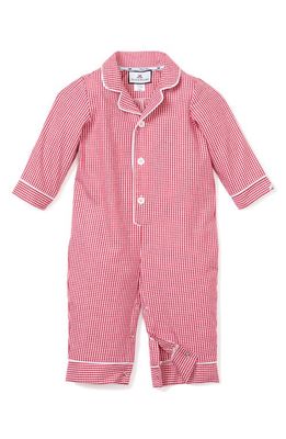 Petite Plume Gingham Check Flannel One-Piece Pajamas in Red