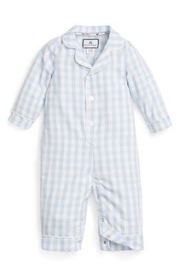 Petite Plume Gingham One-Piece Pajamas in Blue