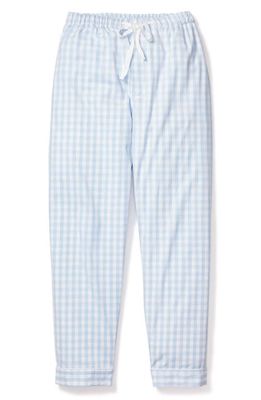 Petite Plume Gingham Woven Cotton Pajama Pants in Blue