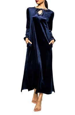 Petite Plume Harlow Velour Nightgown in Navy