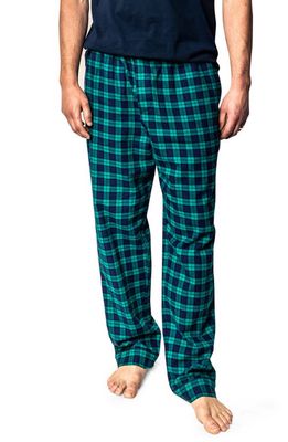 Petite Plume Highland Tartan Cotton Flannel Pajama Pants in Green
