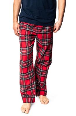 Petite Plume Imperial Tartan Cotton Flannel Pajama Bottoms in Red