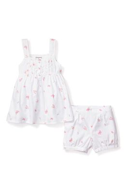 Petite Plume Kids' Butterfly Print Two-Piece Short Pajamas in White
