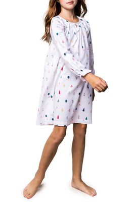 Petite Plume Kids' Delphine Merry Trees Cotton Blend Nightgown in White