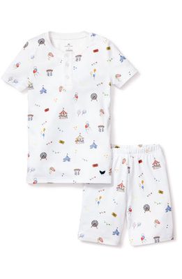 Petite Plume Kids' Fitted Pima Cotton Short Pajamas in White