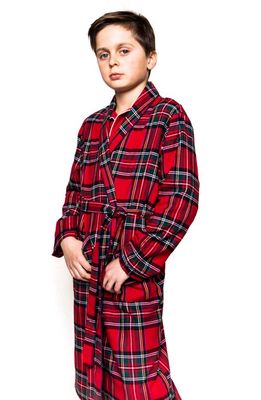 Petite Plume Kids' Imperial Tartan Plaid Flannel Robe in Red