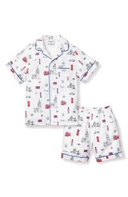 Petite Plume Kids' London is Calling Two-Piece Short Pajamas in White