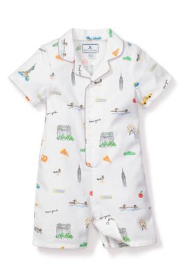 Petite Plume Kids' New York One-Piece Short Pajamas in White