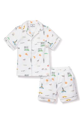 Petite Plume Kids' New York Two-Piece Short Pajamas in White