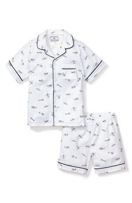 Petite Plume Kids' Par Avion Two-Piece Short Pajamas in White