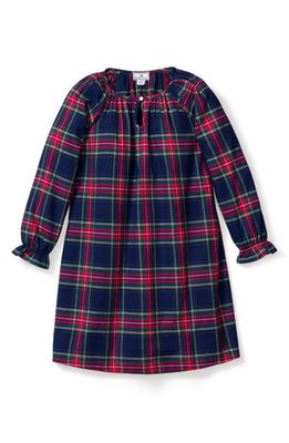 Petite Plume Kids' Plaid Flannel Nightgown in Navy