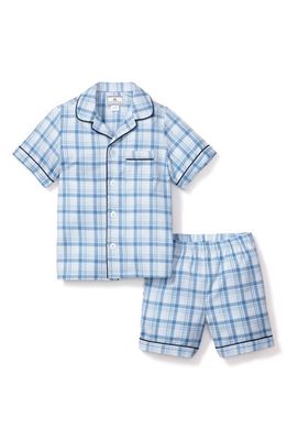Petite Plume Kids' Seafarer Tartan Plaid Two-Piece Short Pajamas in Blue