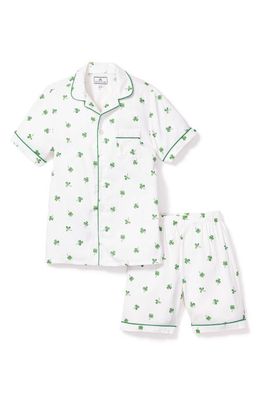 Petite Plume Kids' Shamrock Print Two Piece Short Pajamas in Green