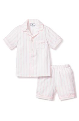 Petite Plume Kids' Stripe Two-Piece Short Pajamas in White