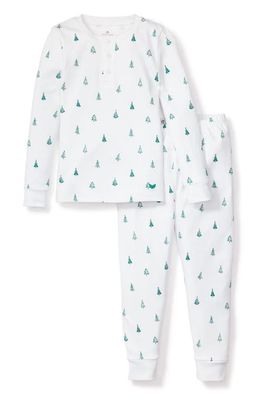Petite Plume Kids' Tree Print Fitted Two-Piece Pima Cotton Pajamas in Evergreen Trees