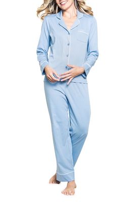 Petite Plume Luxe Pima Cotton Pajamas in Blue