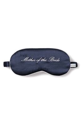 Petite Plume Mother of the Bride Embroidered Silk Sleep Mask in Navy
