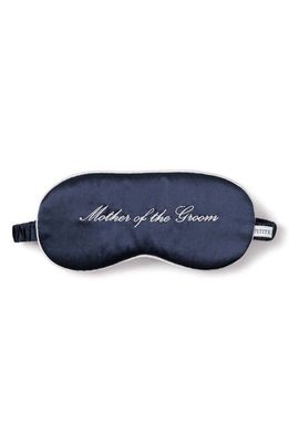 Petite Plume Mother of the Groom Embroidered Silk Sleep Mask in Navy