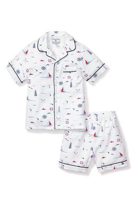 Petite Plume Nautical Two-Piece Short Pajamas in White