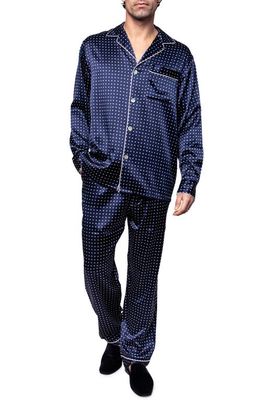 Petite Plume Navy Polka Dot Silk Pajamas