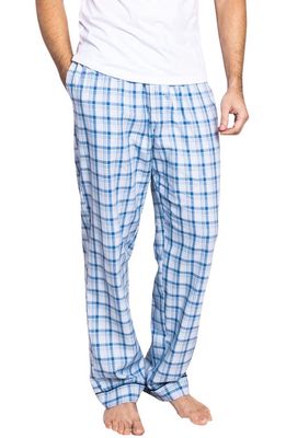 Petite Plume Seafarer Tartan Plaid Cotton Pajama Pants in Blue