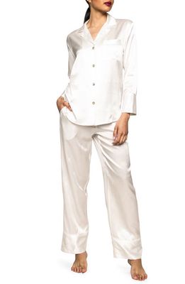 Petite Plume Silk Pajamas in White