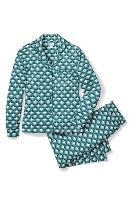 Petite Plume Sonnet of Swans Print Piped Pima Cotton Pajamas in Green