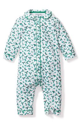Petite Plume Sprigs of the Season Flannel Cambridge One-Piece Pajamas in Green
