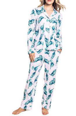 Petite Plume St. Tropez Palms Cotton Jersey Pajamas in Green